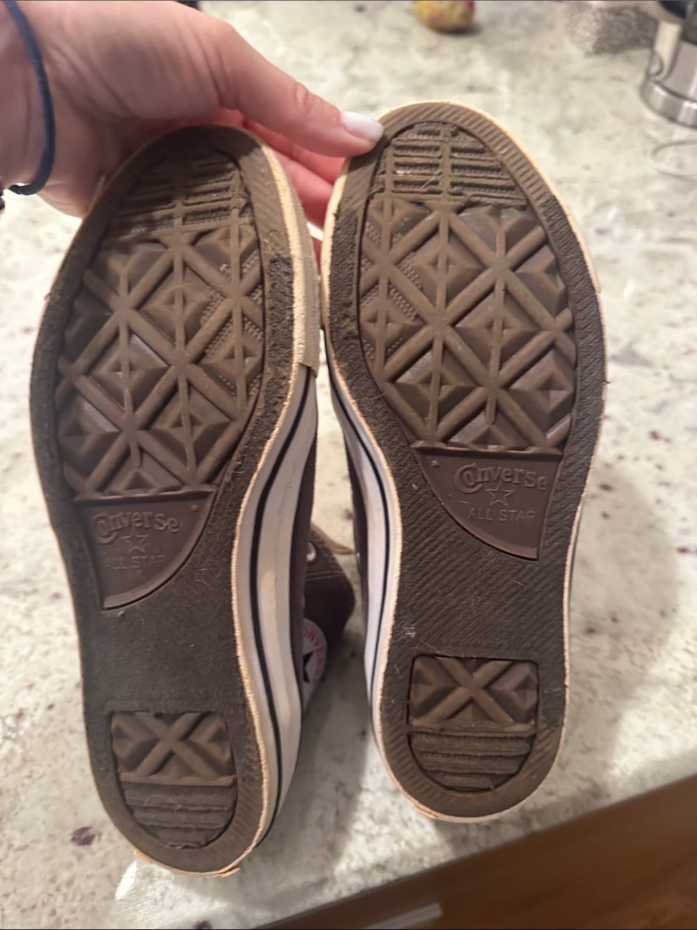 Converse High Top Sneakers - Taupe and White - Picture 2 of 5